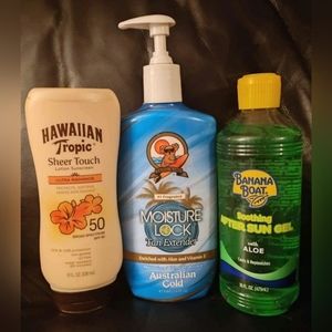 Sun & Beach Skincare Bundle - Sunscreen / Tan Extender / Aloe Vera Gel